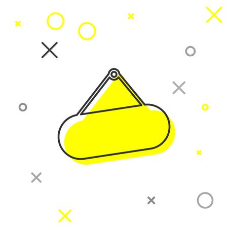 Grey Signboard hanging line icon isolated on white background. Suitable for advertisements bar, cafe, pub, restaurant. Vector Illustrationのイラスト素材