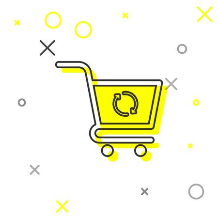 Grey Refresh shopping cart line icon isolated on white background. Online buying concept. Delivery service sign. Update supermarket basket symbol. Vector Illustrationのイラスト素材