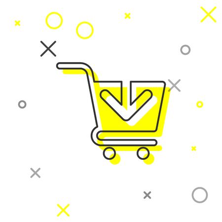 Grey Add to Shopping cart line icon isolated on white background. Online buying concept. Delivery service sign. Supermarket basket symbol. Vector Illustrationのイラスト素材
