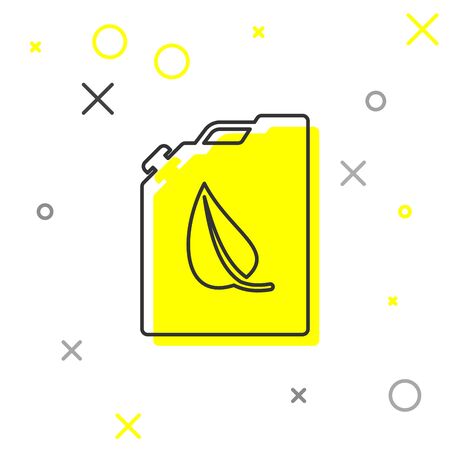 Grey Bio fuel canister line icon isolated on white background. Eco bio and barrel. Green environment and recycle. Vector Illustrationのイラスト素材