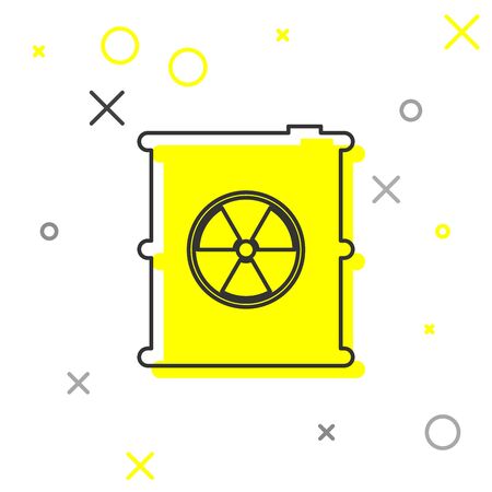 Grey Radioactive waste in barrel line icon isolated on white background. Toxic refuse keg. Radioactive garbage emissions, environmental pollution. Vector Illustrationのイラスト素材