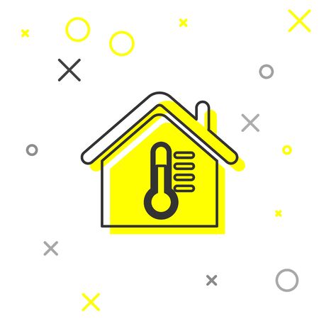 Grey House temperature line icon isolated on white background. Thermometer icon. Vector Illustrationのイラスト素材