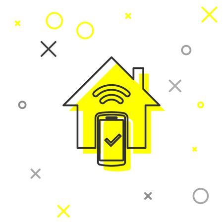 Grey Smart home - remote control system line icon isolated on white background. Vector Illustrationのイラスト素材