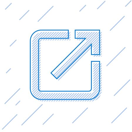 Blue Open in new window line icon isolated on white background. Open another tab button sign. Browser frame symbol. External link sign. Vector Illustrationのイラスト素材