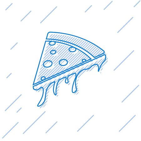 Blue Slice of pizza line icon isolated on white background. Vector Illustrationのイラスト素材
