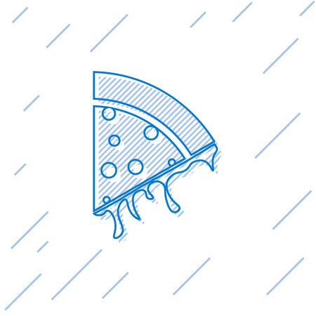 Blue Slice of pizza line icon isolated on white background. Vector Illustrationのイラスト素材