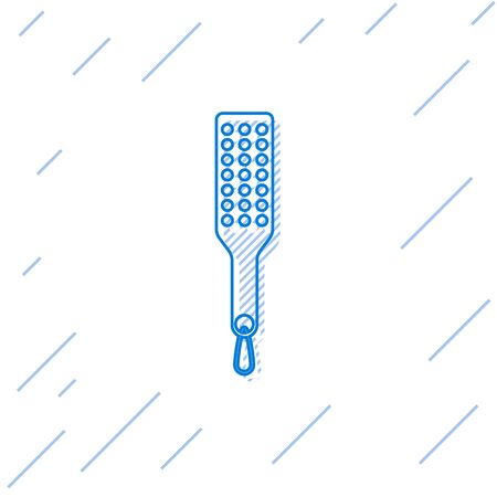 Blue line Spanking paddle icon isolated on white background. Fetish accessory. Sex toy for adult. Vector Illustrationのイラスト素材