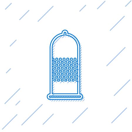 Blue line Condom safe sex icon isolated on white background. Safe love symbol. Contraceptive method for male. Vector Illustrationのイラスト素材