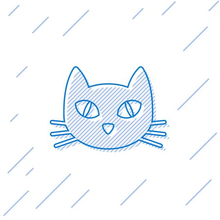 Blue Cat line icon isolated on white background. Vector Illustrationのイラスト素材
