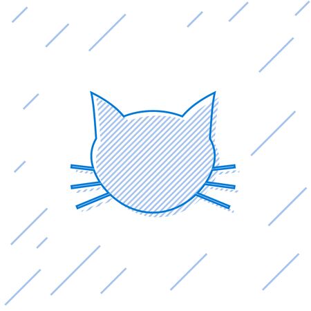 Blue Cat line icon isolated on white background. Vector Illustrationのイラスト素材