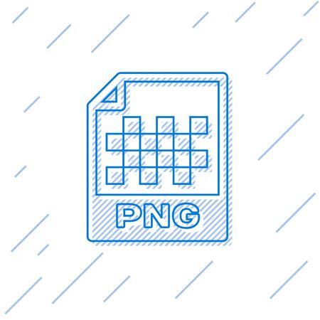 Blue PNG file document icon. Download png button line icon isolated on white background. PNG file symbol. Vector Illustrationのイラスト素材