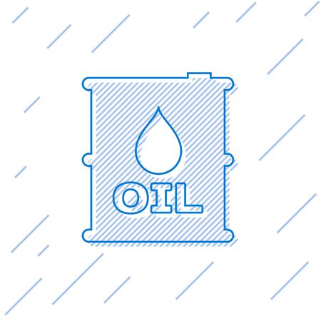 Blue Oil barrel line icon isolated on white background. Oil drum container. For infographics, fuel, industry, power, ecology. Vector Illustrationのイラスト素材