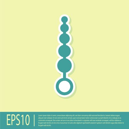 Green Anal beads icon isolated on yellow background. Anal balls sign. Fetish accessory. Sex toy for men and woman. Vector Illustrationのイラスト素材