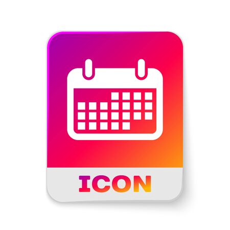 White Calendar icon isolated on white background. Rectangle color button. Vector Illustrationのイラスト素材