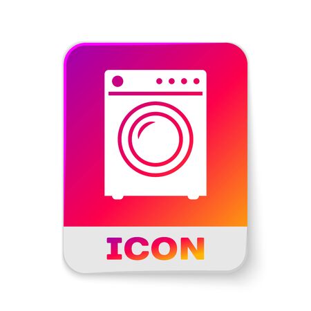 White Washer icon isolated on white background. Washing machine icon. Clothes washer - laundry machine. Home appliance symbol. Rectangle color button. Vector Illustrationのイラスト素材