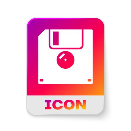 White Floppy disk for computer data storage icon isolated on white background. Diskette sign. Rectangle color button. Vector Illustrationのイラスト素材