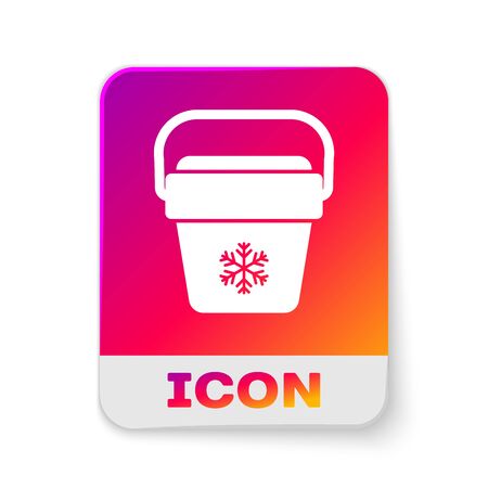 White Cooler bag icon isolated on white background. Portable freezer bag. Handheld refrigerator. Rectangle color button. Vector Illustrationのイラスト素材