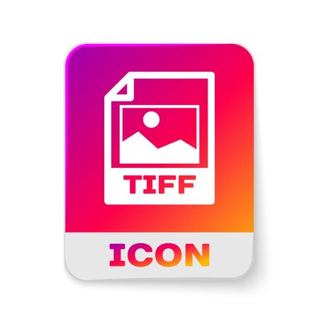 White TIFF file document icon. Download tiff button icon isolated on white background. TIFF file symbol. Rectangle color button. Vector Illustrationのイラスト素材