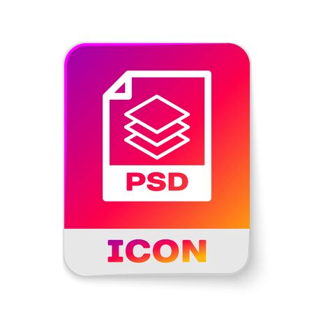 White PSD file document icon. Download psd button icon isolated on white background. PSD file symbol. Rectangle color button. Vector Illustrationのイラスト素材