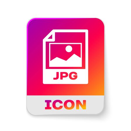White JPG file document icon. Download image button icon isolated on white background. JPG file symbol. Rectangle color button. Vector Illustrationのイラスト素材