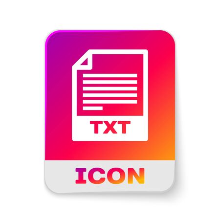 White TXT file document icon. Download txt button icon isolated on white background. Text file extension symbol. Rectangle color button. Vector Illustrationのイラスト素材