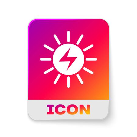 White Solar energy panel icon isolated on white background. Rectangle color button. Vector Illustrationのイラスト素材