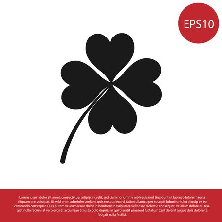Black Four leaf clover icon isolated on white background. Happy Saint Patrick day. Vector Illustrationのイラスト素材
