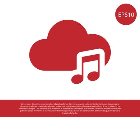 Red Music streaming service icon isolated on white background. Sound cloud computing, online media streaming, online song, audio wave. Vector Illustrationのイラスト素材