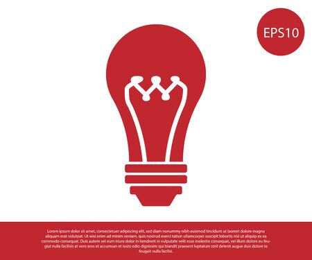 Red Light bulb icon isolated on white background. Energy and idea symbol. Lamp electric. Vector Illustrationのイラスト素材