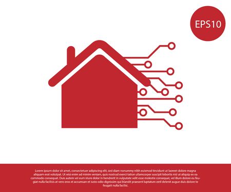 Red Smart home icon isolated on white background. Remote control. Vector Illustrationのイラスト素材