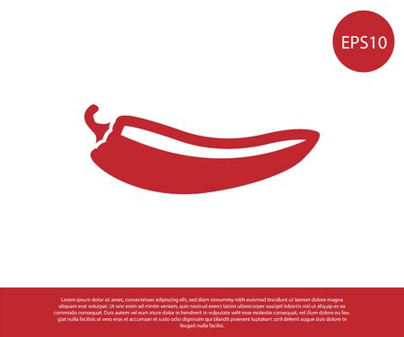 Red Hot chili pepper pod icon isolated on white background. Design for grocery, culinary products, seasoning and spice package, cooking book. Vector Illustrationのイラスト素材
