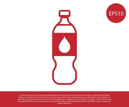 Red Bottle of water icon isolated on white background. Soda aqua drink sign. Vector Illustrationのイラスト素材