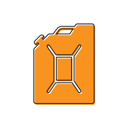 Orange Canister for gasoline icon isolated on white background. Diesel gas icon. Vector Illustrationのイラスト素材