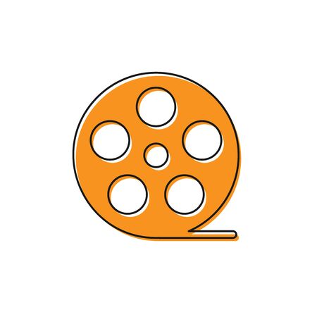 Orange Film reel icon isolated on white background. Vector Illustrationのイラスト素材