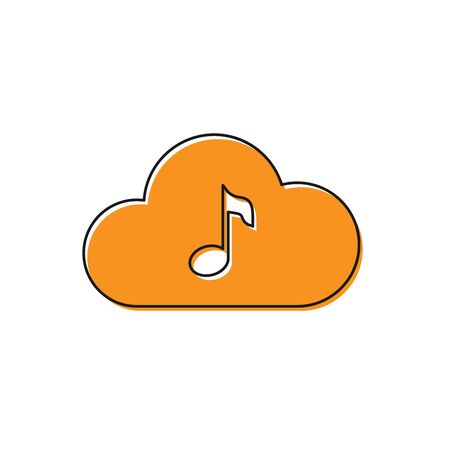 Orange Music streaming service icon isolated on white background. Sound cloud computing, online media streaming, online song, audio wave. Vector Illustrationのイラスト素材