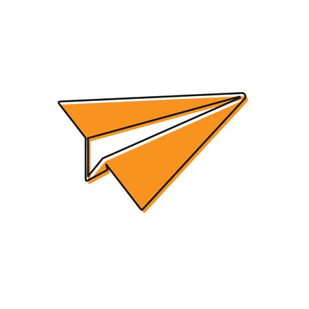 Orange Paper plane icon isolated on white background. Paper airplane icon. Aircraft sign. Vector Illustrationのイラスト素材