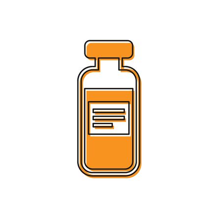 Orange Medical vial, ampoule, bottle icon isolated on white background. Vaccination, injection, vaccine healthcare concept. Vector Illustrationのイラスト素材