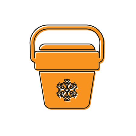 Orange Cooler bag icon isolated on white background. Portable freezer bag. Handheld refrigerator. Vector Illustrationのイラスト素材