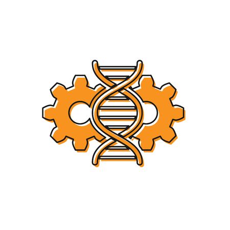 Orange Gene editing icon isolated on white background. Genetic engineering. DNA researching, research. Vector Illustrationのイラスト素材