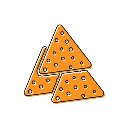 Orange Nachos icon isolated on white background. Tortilla chips or nachos tortillas. Traditional mexican fast food. Vector Illustrationのイラスト素材
