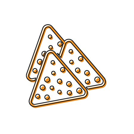 Orange Nachos icon isolated on white background. Tortilla chips or nachos tortillas. Traditional mexican fast food. Vector Illustrationのイラスト素材