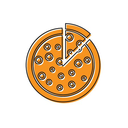 Orange Pizza icon isolated on white background. Vector Illustrationのイラスト素材