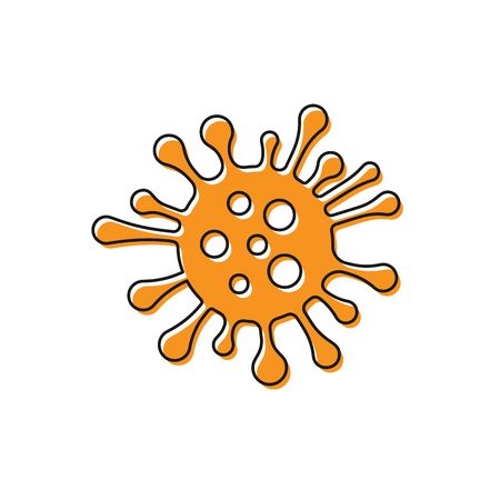Orange Bacteria icon isolated on white background. Bacteria and germs, microorganism disease causing, cell cancer, microbe, virus, fungi. Vector Illustrationのイラスト素材