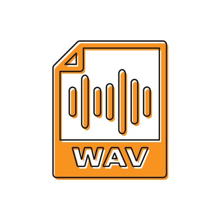 Orange WAV file document icon. Download wav button icon isolated on white background. WAV waveform audio file format for digital audio riff files. Vector Illustrationのイラスト素材