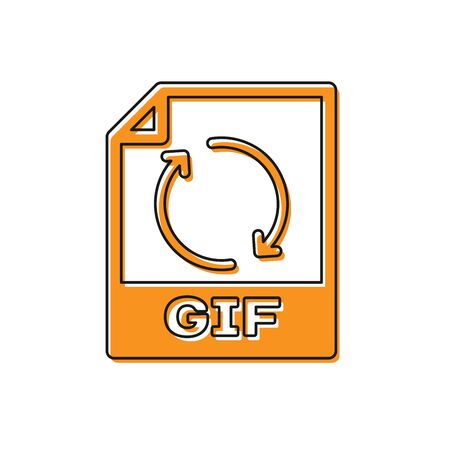Orange GIF file document icon. Download gif button icon isolated on white background. GIF file symbol. Vector Illustrationのイラスト素材
