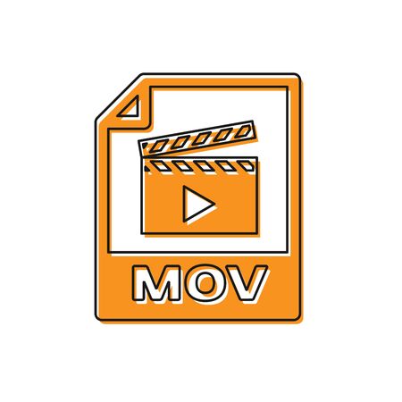 Orange MOV file document icon. Download mov button icon isolated on white background. MOV file symbol. Audio and video collection. Vector Illustrationのイラスト素材