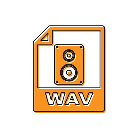 Orange WAV file document icon. Download wav button icon isolated on white background. WAV waveform audio file format for digital audio riff files. Vector Illustrationのイラスト素材