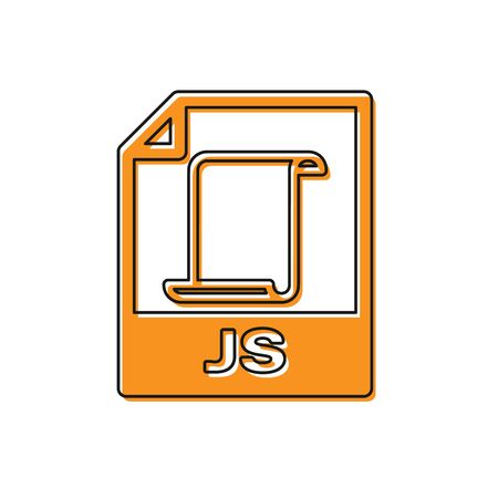Orange JS file document icon. Download js button icon isolated on white background. JS file symbol. Vector Illustrationのイラスト素材