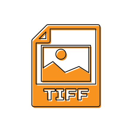 Orange TIFF file document icon. Download tiff button icon isolated on white background. TIFF file symbol. Vector Illustrationのイラスト素材