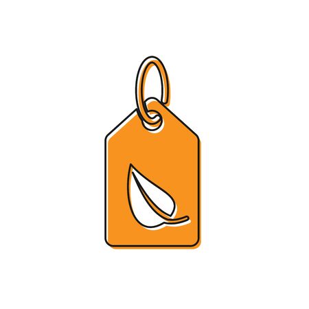 Orange Tag with leaf symbol icon isolated on white background. Banner, label, tag, logo, sticker for eco green. Vector Illustrationのイラスト素材
